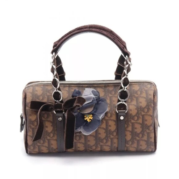 Dior Oblique Hand bag PVC coated canvas Fabric Brown Used Women - Picture 1 of 6